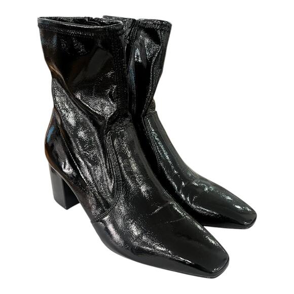Zara Heeled Leather Ankle Boots Size 40 Black US Women’s 9 - Picture 1 of 8